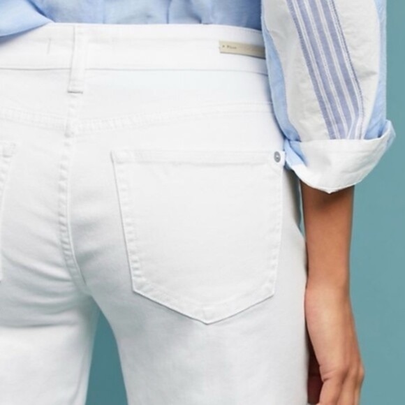 32 Anthropologie pilcro mid rise slim Bermuda jean shorts frayed edge white - Picture 3 of 15